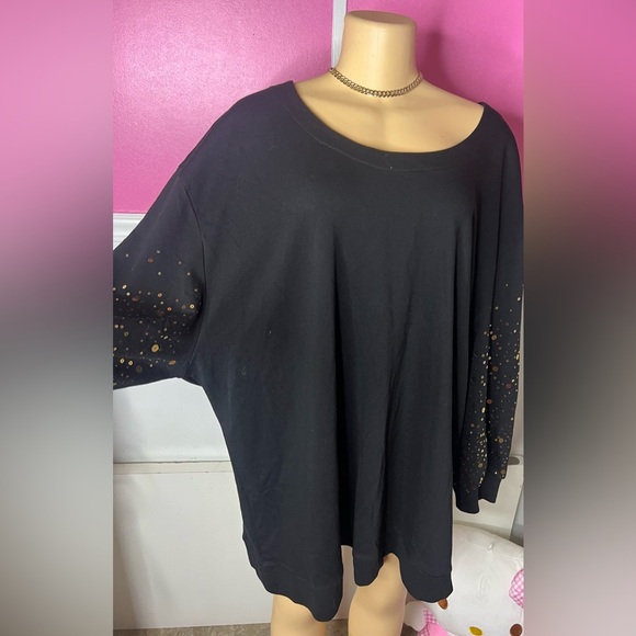 Roaman's Tops - Black Embellished Women's Top